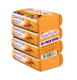 Santoor Sandal & Turmeric Soap: 4x100 Gms